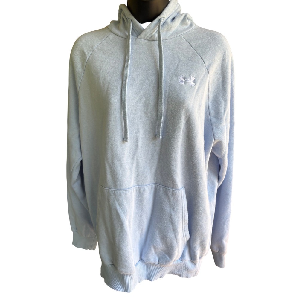 Under Armour Womens Rival Fleece Hoodie Light Blue Pullover Sweatshirt Medium
